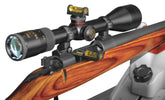 Scope turret level and action level positioned on rifle scope